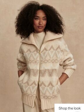 Varley Brooke Fairisle Knit Jacket - Ivory Mountain Fairisle